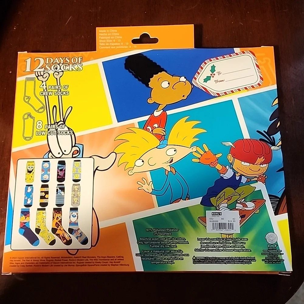 Nickelodeon 12 Days of Socks Mens Gift Set NWT